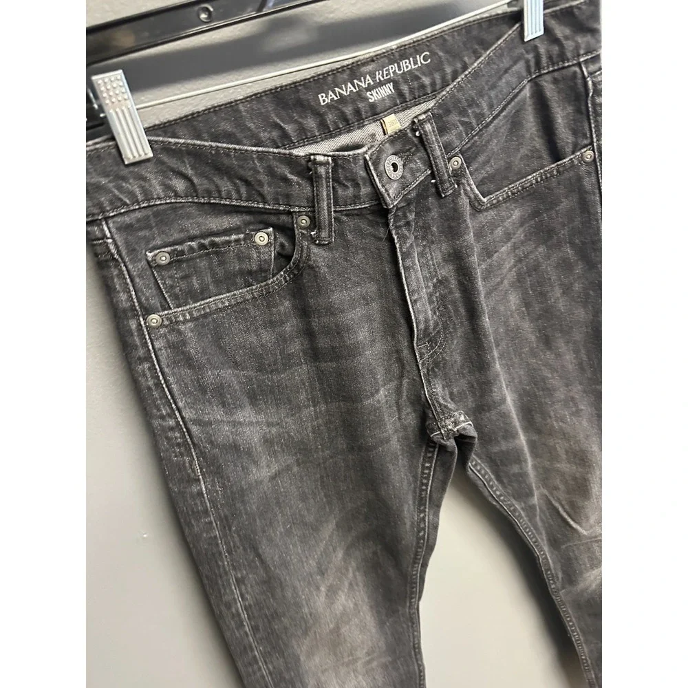 Banana‎ Republic Mens 31 x 32 Skinny Fit Jeans Black Gray Dark Wash Cotton Denim